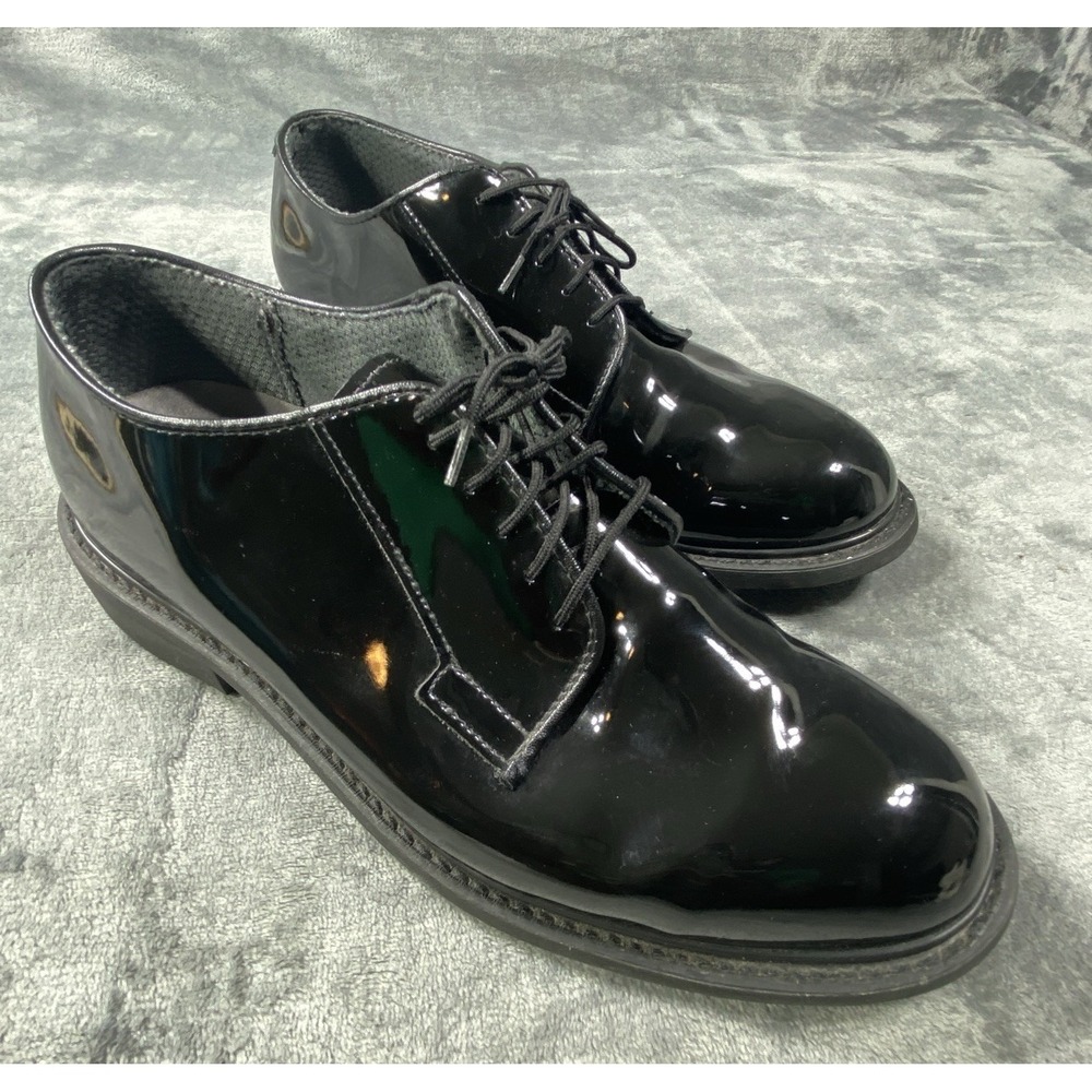Bates Dress Shoes Size 10 Black Shiny Lace-Up Vibram Business Military Gloss